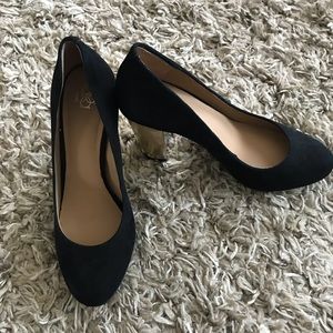 Black Suede Block Heels Ann Taylor